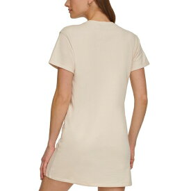 ダナ キャラン ニューヨーク レディース Tシャツ トップス Women's Short-Sleeve Long Logo T-Shirt Dress Sand