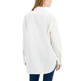 トミー ヒルフィガー レディース カットソー トップス Women's Cotton Chevron Textured Tunic Shirt White