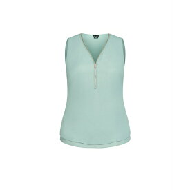 シティーシック レディース カットソー トップス Plus Size Zip Top Seafoam