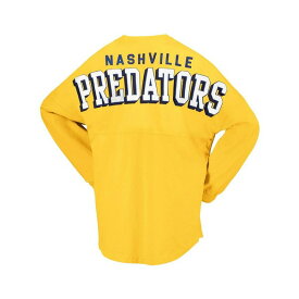 ファナティクス レディース Tシャツ トップス Women's Gold Nashville Predators Spirit Lace-Up V-Neck Long Sleeve Jersey T-shirt Gold