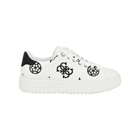 ゲス レディース スニーカー シューズ Women's Denesa Treaded Platform Lace-Up Sneakers White/Black Logo Multi