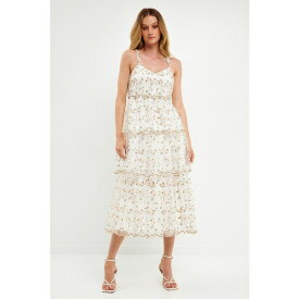 エンドレスローズ レディース ワンピース トップス Women's Floral Embroidery Scalloped Hem Tiered Dress White multi
