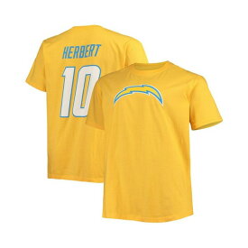 ファナティクス レディース Tシャツ トップス Men's Justin Herbert Gold Los Angeles Chargers Big and Tall Player Name and Number T-shirt Gold