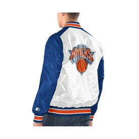 スターター レディース ジャケット＆ブルゾン アウター Men's White, Blue New York Knicks Renegade Satin Full-Snap Varsity Jacket White, Blue