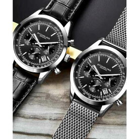 スターリング レディース 腕時計 アクセサリー Men's Quartz Chronograph Date Silver-Tone Stainless Steel Mesh Bracelet Watch 44mm Black