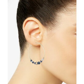ラルフローレン レディース ピアス＆イヤリング アクセサリー Gold-Tone Medium Natural Bead Hoop Earrings, 1.8" Blue