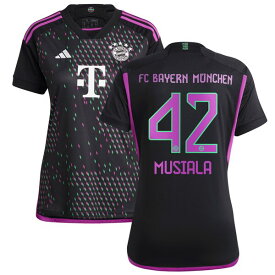 アディダス レディース ユニフォーム トップス Jamal Musiala Bayern Munich adidas Women's 2023/24 Away Replica Player Jersey Black