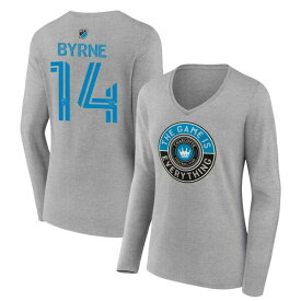 【送料無料】 ファナティクス レディース Tシャツ トップス Charlotte FC Fanatics Branded Women's The Game Is Everything Personalized Any Name & Number Long Sleeve VNeck TShirt Heather Gray