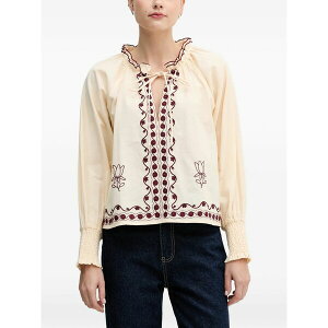 �z�X�C���g���s�A ���f�B�[�X �V���c �g�b�v�X Ruffled embroidered top Neutrals