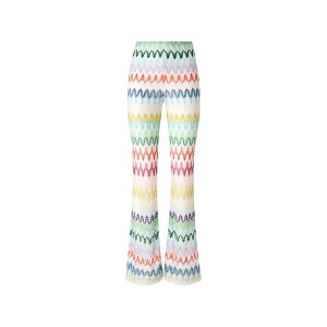 �~�b�\�[�j ���f�B�[�X �J�W���A���p���c �{�g���X Zig-zag trousers White