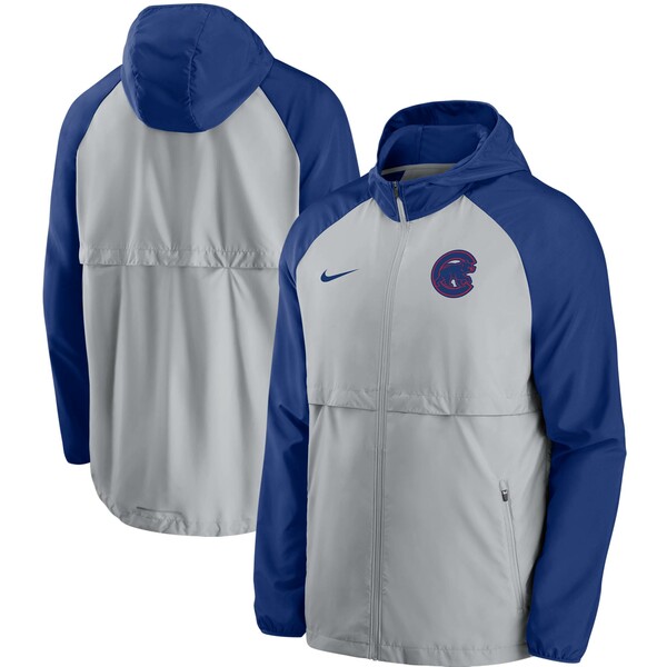 ナイキ メンズ ジャケット＆ブルゾン アウター Chicago Cubs Nike Mesh Logo Essential FullZip Hoodie Jacket Gray