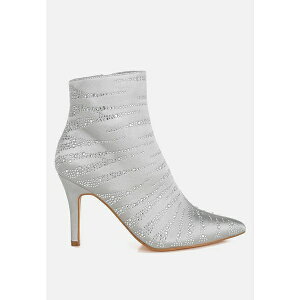 �������h�����O ���f�B�[�X �u�[�c �V���[�Y Toget Satin Rhinestone Ankle Party Boots Silver