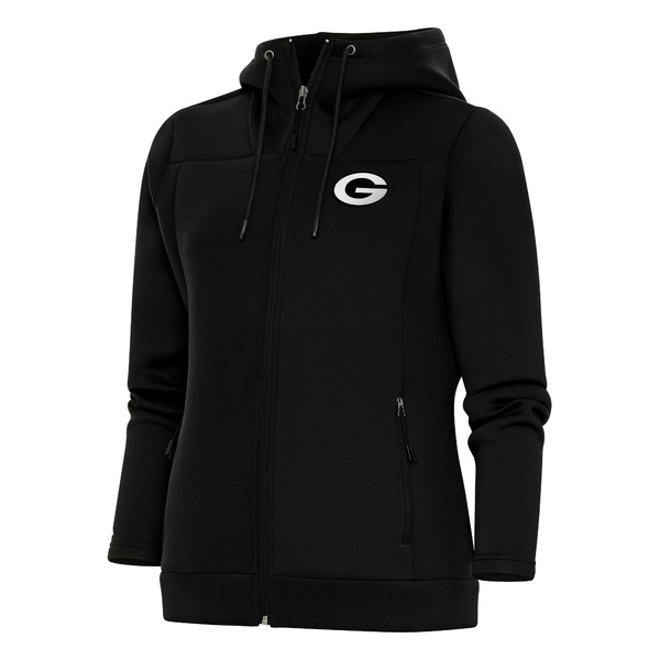 アンティグア レディース パーカー・スウェットシャツ アウター Green Bay Packers Antigua Women´s Metallic Logo Protect FullZip Jacket Black