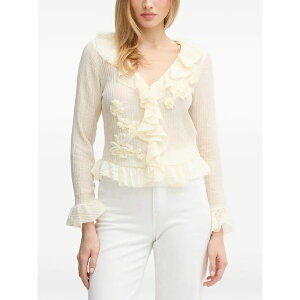 �z�X�C���g���s�A ���f�B�[�X �V���c �g�b�v�X Ruffled floral blouse Neutrals