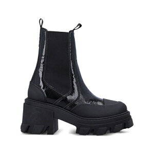 �K�j�[ ���f�B�[�X �u�[�c �V���[�Y Patent-leather cleated chelsea boots Black