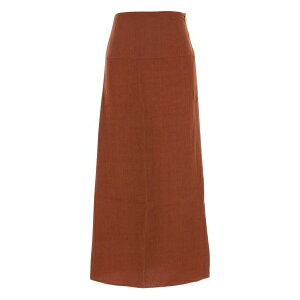 ���E�J�V�� ���f�B�[�X �X�J�[�g �{�g���X Haifal button-fastening linen maxi skirt Brown