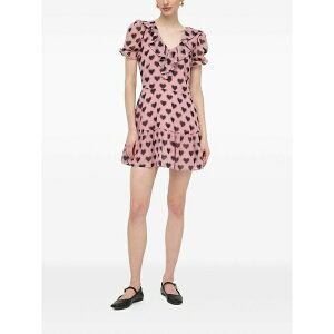 �V���r�A���q�[�` ���f�B�[�X �����s�[�X �g�b�v�X Frill-neckline heart-print mini dress Pink