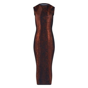 �W�����|�[�� �S���`�G ���f�B�[�X �����s�[�X �g�b�v�X Python-printed midi dress Brown