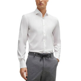 ヒューゴボス メンズ シャツ トップス Men's Slim-Fit Easy-Iron Dress Shirt White