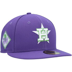 ニューエラ メンズ 帽子 アクセサリー Houston Astros New Era Lime Side Patch 59FIFTY Fitted Hat Purple