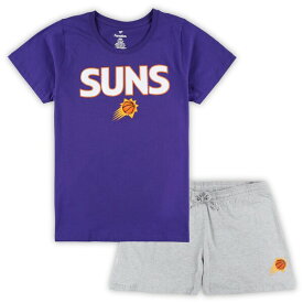 ファナティクス レディース Tシャツ トップス Phoenix Suns Fanatics Branded Women's Plus Size TShirt & Shorts Combo Set Purple/Heather Gray