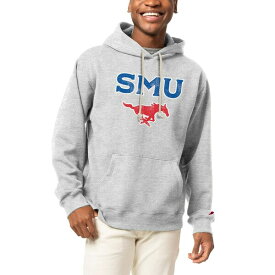 リーグカレッジエイトウェア メンズ パーカー・スウェットシャツ アウター SMU Mustangs League Collegiate Wear Arch Over Logo Essentials Pullover Hoodie Heather Gray