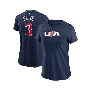 iCL fB[X TVc gbvX Women's Mookie Betts Navy USA Baseball 2023 World Baseball Classic Name and Number T-shirt Navy