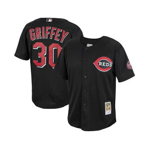 �~�b�`�F��&�l�X �����Y �V���c �g�b�v�X Men's Ken Griffey Jr. Black Cincinnati Reds Cooperstown Collection Mesh Batting Practice Button-Up Jersey Black