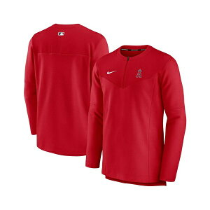 �i�C�L �����Y �W���P�b�g���u���]�� �A�E�^�[ Men's Red Los Angeles Angels Authentic Collection Game Time Performance Half-Zip Top Red