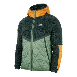 Nike iCL Y Xj[J[ yNike Sportswear Heritage Patchwork Lamb Fleece Hooded Jacket For Men Green CU4447-384z TCY US_M_M