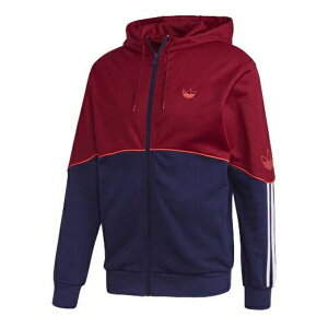 adidas AfB_X Y Xj[J[ yMen's adidas originals Logo Colorblock Sports Hooded Jacket Dark Purple Red FM3870z TCY US_M_M