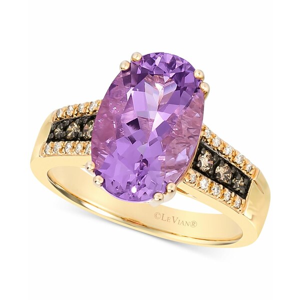ルヴァン レディース リング アクセサリー Grape Amethyst (3-7 ct.  Diamond (1 ct. Statement Ring in 14k Gold Amethyst