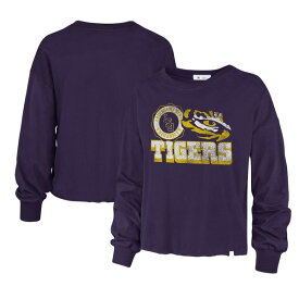 フォーティーセブン レディース Tシャツ トップス LSU Tigers '47 Women's Bottom Line Parkway Long Sleeve High Waist TShirt Purple