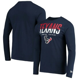 ニューエラ メンズ Tシャツ トップス Houston Texans New Era Combine Authentic Split Line Long Sleeve TShirt Navy