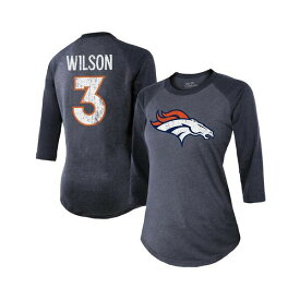 マジェスティック レディース Tシャツ トップス Women's Threads Russell Wilson Navy Denver Broncos Name & Number Raglan 3/4 Sleeve T-shirt Navy