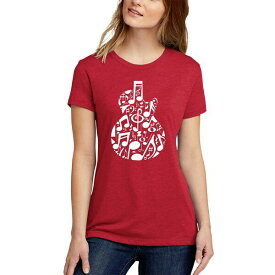 エルエーポップアート レディース カットソー トップス Women's Music Notes Guitar Premium Blend Word Art Short Sleeve T-shirt Red