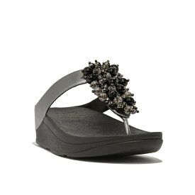フィットフロップ レディース サンダル シューズ Women's Fino Bauble-Bead Toe-Post Sandals Pewter Black