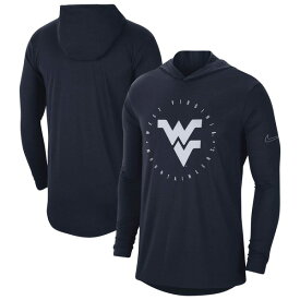 ナイキ メンズ Tシャツ トップス West Virginia Mountaineers Nike Campus TriBlend Performance Long Sleeve Hooded TShirt Navy