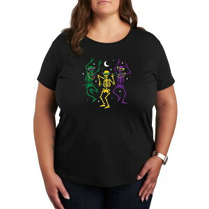 �n�C�u���b�h �A�p���� ���f�B�[�X �J�b�g�\�[ �g�b�v�X Air Waves Trendy Plus Size Mardi Gras Graphic T-shirt Black