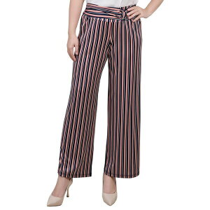 j[[NRNV fB[X JWApc {gX Petite Cropped Pull On Pants with Sash Black Coral Stripe