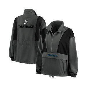 EFA oC GEAh[Y fB[X WPbgu] AE^[ Women's Charcoal New York Yankees Packable Half-Zip Jacket Charcoal