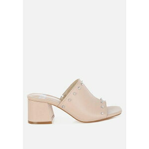 ラグ アンド コー レディース サンダル シューズ Lomela Stud Embellished Block Heel Mules Beige