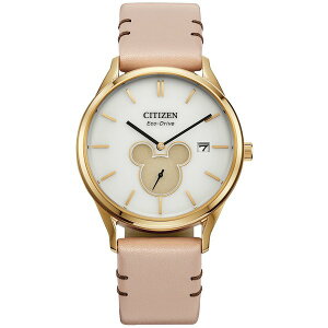 シチズン レディース 腕時計 アクセサリー Eco-Drive Women's Disney Mickey Mouse Beige Leather Strap Watch 40mm Beige