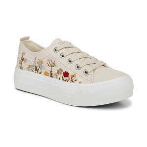 u[tBbV }u fB[X Xj[J[ V[Y Women's Sadie-Sun Embroidered Lace Up Platform Sneakers White Desert Embroidered Canvas