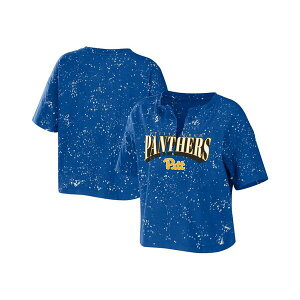 EFA oC GEAh[Y fB[X Jbg\[ gbvX Women's Royal Pitt Panthers Bleach Wash Splatter Notch Neck T-shirt Royal