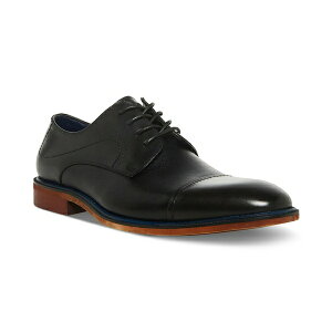 スティーブ マデン メンズ ドレスシューズ シューズ Men's Zane Tonal & Textured Leather Mid Oxford Dress Shoe Black Leather