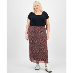 �q�b�s�[ ���[�Y ���f�B�[�X �X�J�[�g �{�g���X Trendy Plus Size Pull-On Mesh Midi Skirt Wine Floral