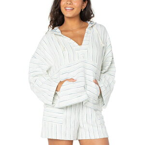 LV[ fB[X p[J[EXEFbgVc AE^[ Juniors' Rich Coast Stripe Poncho Hoodie Cloud Dancer