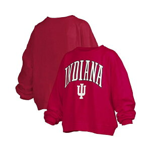 vX{bNX fB[X p[J[EXEFbgVc AE^[ Women's Crimson Indiana Hoosiers Janise Arch Over Logo Waist Length Oversized Pullover Sweatshirt Crimson