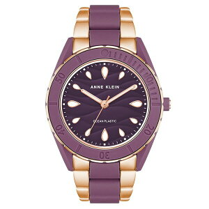 ANC fB[X uXbgEoOEANbg ANZT[ Women's Three-Hand Quartz Rose Gold-Tone and Purple Solar Oceanwork Plastic Bracelet Watch, 38.5mm Rose Gold-Tone, Purple